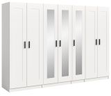 Kleiderschrank Jondal in wei� Dreht�renschrank mit Spiegel 7-t�rig skandinavisch 280 x 194 cm