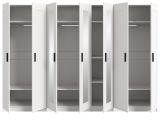 Kleiderschrank Jondal in wei� Dreht�renschrank mit Spiegel 7-t�rig skandinavisch 280 x 194 cm
