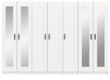 Kleiderschrank Jondal in wei� Dreht�renschrank mit Spiegel 7-t�rig skandinavisch 280 x 194 cm