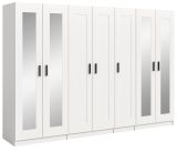 Kleiderschrank Jondal in wei� Dreht�renschrank mit Spiegel 7-t�rig skandinavisch 280 x 194 cm