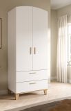 Kleiderschrank Aurora in wei� und Artisan Eiche Dreht�renschrank skandinavisch 81 x 198 cm