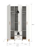 Kleiderschrank Aurora in wei� und Artisan Eiche Dreht�renschrank skandinavisch 122 x 198 cm