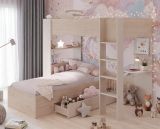 Parisot Etagenbett Oasis in Jackson Eiche und Kaschmir Kinder und Jugendzimmer Hochbett Liegefl�che 2x 90 x 200 cm