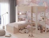 Parisot Etagenbett Oasis in Jackson Eiche und Kaschmir Kinder und Jugendzimmer Hochbett Liegefl�che 2x 90 x 200 cm
