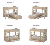 Parisot Etagenbett Oasis in Jackson Eiche und Kaschmir Kinder und Jugendzimmer Hochbett Liegefl�che 2x 90 x 200 cm