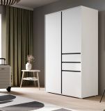 Kleiderschrank Forssa in wei� und grau Dreht�renschrank 100 x 194 cm