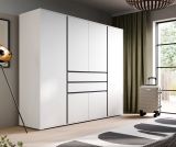 Kleiderschrank Forssa in wei� und grau Dreht�renschrank 197 x 194 cm