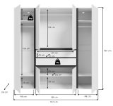 Kleiderschrank Forssa in wei� und grau Dreht�renschrank 197 x 194 cm