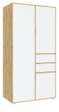 Kleiderschrank Forssa in wei� und Artisan Eiche Dreht�renschrank 100 x 194 cm