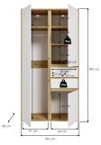 Kleiderschrank Forssa in wei� und Artisan Eiche Dreht�renschrank 100 x 194 cm