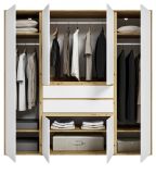 Kleiderschrank Forssa in wei� und Artisan Eiche Dreht�renschrank 197 x 194 cm