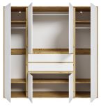 Kleiderschrank Forssa in wei� und Artisan Eiche Dreht�renschrank 197 x 194 cm