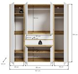 Kleiderschrank Forssa in wei� und Artisan Eiche Dreht�renschrank 197 x 194 cm
