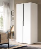 Kleiderschrank Orla in wei� und grau Dreht�renschrank 2-t�rig 81 x 176 cm