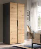Kleiderschrank Orla in Artisan Eiche und grau Dreht�renschrank 2-t�rig 81 x 176 cm