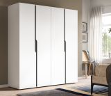 Kleiderschrank Orla in wei� und grau Dreht�renschrank 4-t�rig 162 x 176 cm