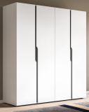 Kleiderschrank Orla in wei� und grau Dreht�renschrank 4-t�rig 162 x 176 cm