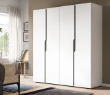 Kleiderschrank Orla in wei� und grau Dreht�renschrank 4-t�rig 162 x 176 cm