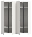 Kleiderschrank Orla in wei� und grau Dreht�renschrank 4-t�rig 162 x 176 cm