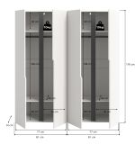 Kleiderschrank Orla in wei� und grau Dreht�renschrank 4-t�rig 162 x 176 cm