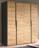 Kleiderschrank Orla in Artisan Eiche und grau Dreht�renschrank 4-t�rig 162 x 176 cm