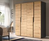 Kleiderschrank Orla in Artisan Eiche und grau Dreht�renschrank 4-t�rig 162 x 176 cm