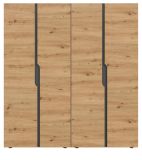 Kleiderschrank Orla in Artisan Eiche und grau Dreht�renschrank 4-t�rig 162 x 176 cm