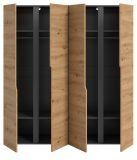 Kleiderschrank Orla in Artisan Eiche und grau Dreht�renschrank 4-t�rig 162 x 176 cm