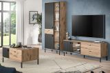 Highboard Graz in schwarz und Nox Eiche Vitrine 115 x 137 cm