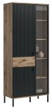 Vitrine Graz in schwarz und Nox Eiche Vitrinenschrank 83 x 198 cm
