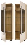 Vitrine Design-D in Kaschmir und Cremona Eiche Vitrinenschrank 60 x 200 cm