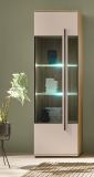 Vitrine Design-D in Kaschmir und Cremona Eiche Vitrinenschrank 60 x 200 cm