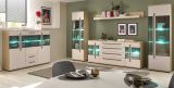 Vitrine Design-D in Kaschmir und Cremona Eiche Vitrinenschrank 60 x 200 cm