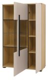 Highboard Design-D in Kaschmir und Cremona Eiche Vitrine 90 x 140 cm