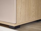 Highboard Design-D in Kaschmir und Cremona Eiche Vitrine 90 x 140 cm