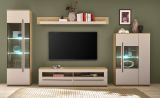 Highboard Design-D in Kaschmir und Cremona Eiche Vitrine 90 x 140 cm