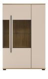 Highboard Design-D in Kaschmir und Cremona Eiche Vitrine 90 x 140 cm
