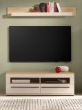 TV-Lowboard Design-D in Kaschmir und Cremona Eiche TV Unterteil 140 cm, mit Soft-Close