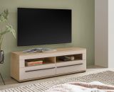 TV-Lowboard Design-D in Kaschmir und Cremona Eiche TV Unterteil 140 cm, mit Soft-Close