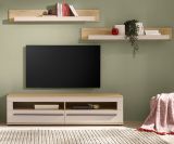 TV-Lowboard Design-D in Kaschmir und Cremona Eiche TV Unterteil 180 cm, mit Soft-Close