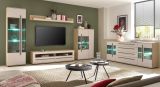 Wandboard Design-D in Kaschmir und Cremona Eiche Wandregal 200 cm