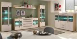 Highboard Design-D in Kaschmir und Cremona Eiche Vitrine 160 x 126 cm, mit Soft-Close