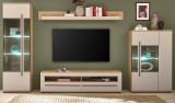 Wohnwand Design-D in Kaschmir und Cremona Eiche Wohnkombination Set 4-teilig 350 cm, mit Soft-Close