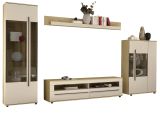 Wohnwand Design-D in Kaschmir und Cremona Eiche Wohnkombination Set 4-teilig 350 cm, mit Soft-Close