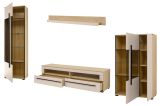 Wohnwand Design-D in Kaschmir und Cremona Eiche Wohnkombination Set 4-teilig 350 cm, mit Soft-Close