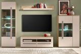 Wohnwand Design-D in Kaschmir und Cremona Eiche Wohnkombination Set 4-teilig 310 cm, mit Soft-Close