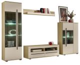 Wohnwand Design-D in Kaschmir und Cremona Eiche Wohnkombination Set 4-teilig 310 cm, mit Soft-Close