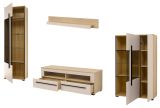 Wohnwand Design-D in Kaschmir und Cremona Eiche Wohnkombination Set 4-teilig 310 cm, mit Soft-Close