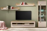 Wohnwand Design-D in Kaschmir und Cremona Eiche Wohnkombination Set 4-teilig 240 cm, mit Soft-Close
