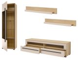 Wohnwand Design-D in Kaschmir und Cremona Eiche Wohnkombination Set 4-teilig 240 cm, mit Soft-Close